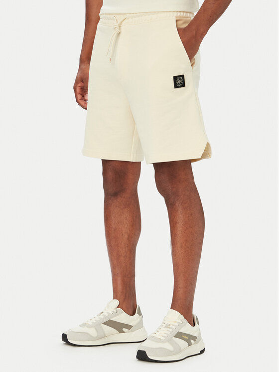 HUGO Kratke hlače iz tkanine Despen_RB 50559712 Écru Relaxed Fit