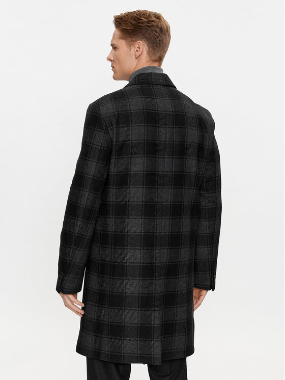 BOSS Boss Płaszcz wełniany H-Hyde-C-224 50502270 Czarny Regular Fit