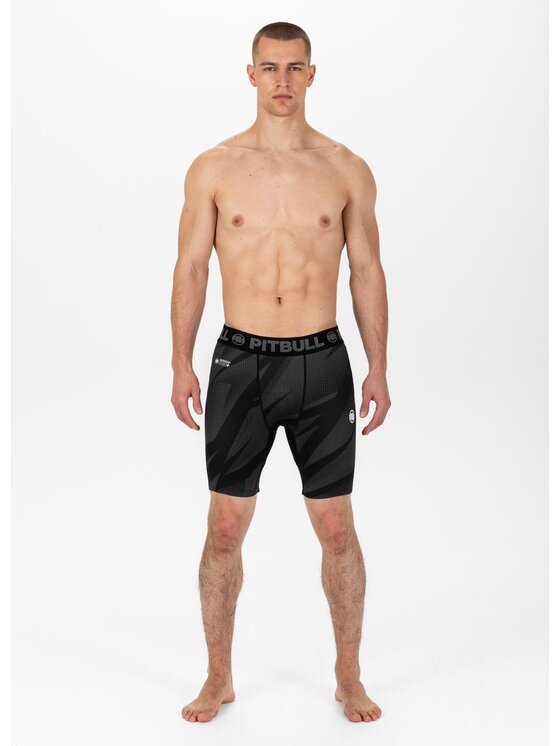 PITBULL PITBULL Szorty sportowe Spodenki kompresyjne Dot Camo II M Szary Slim Fit