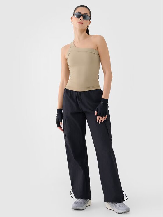 4F 4F Tričko 4FRSS25TSLEF222-83S Hnedá Slim Fit