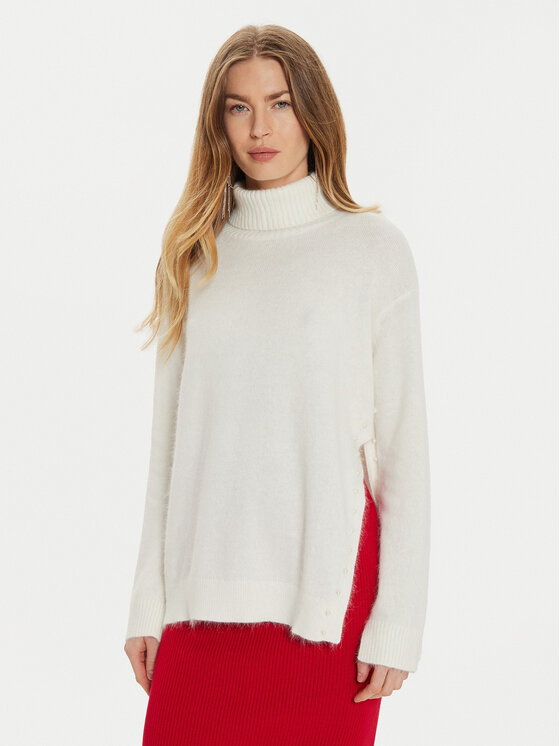 TWINSET TWINSET Bluză cu gât 242TT3291 Alb Loose Fit