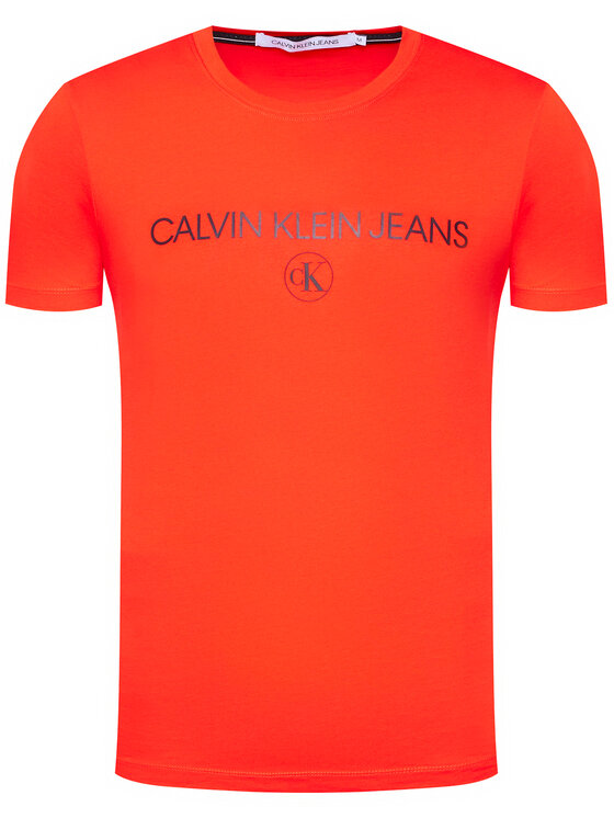 Calvin Klein Jeans T Shirt Logo J30J316477 Pomara czowy Regular