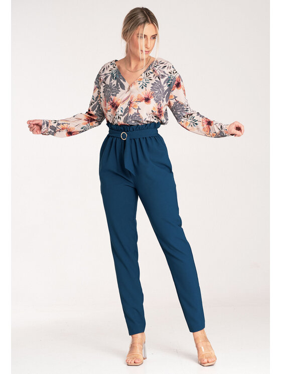FIGL FIGL Dámske nohavice M1072 Tmavomodrá Regular Fit