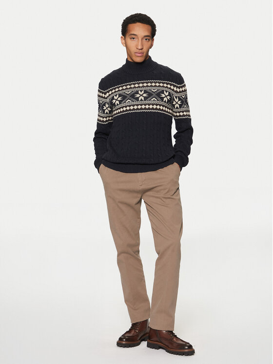 Selected Homme Selected Homme Bluză cu gât Flake 16081554 Bleumarin Regular Fit