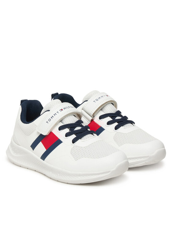 Tommy Hilfiger Tommy Hilfiger Sportcipők Flag Low Cut Lace-Up/Velcro T1X9-34369-1843 S Fehér