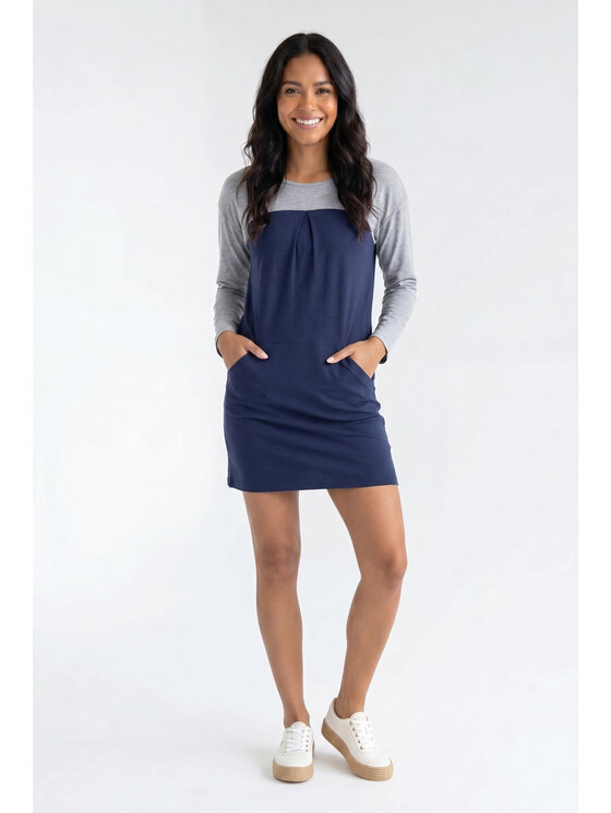 FIGL FIGL Každodenní šaty M1359 Tmavomodrá Straight Fit