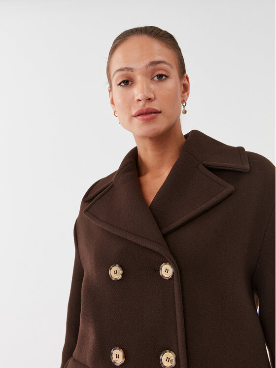 PINKO Pinko Vuneni kaput Effetto 101747 Y7DY Smeđa Regular Fit