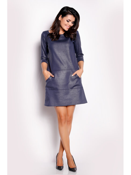 Awama Awama Vestito di maglia A153 Blu scuro Basic Fit