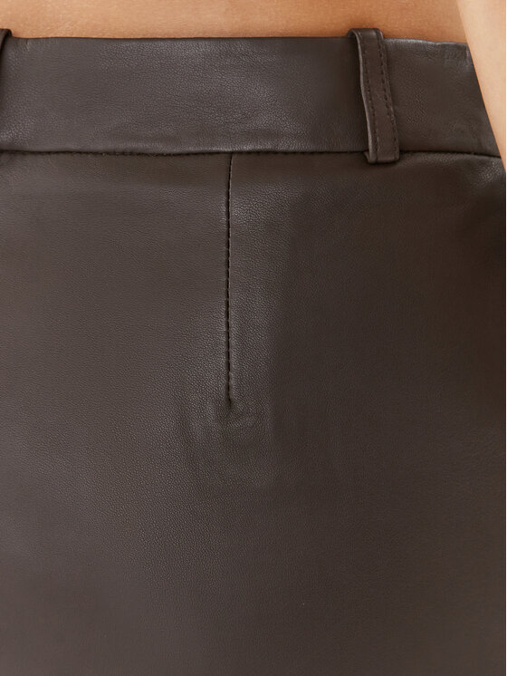 Gestuz Gestuz Kožená sukně 10908203 Hnědá Slim Fit