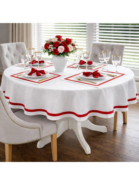 Roseberry Home Roseberry Home Obrus z czerwoną lamówką Atelier Rouge Czerwony