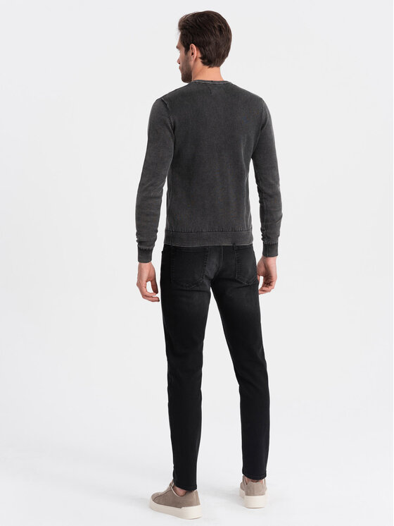 Ombre Ombre Sweter OM-SWOS-0108 Czarny Fitting Fit