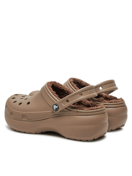 Crocs Crocs Natikači Classic Platform Lined Clog W 207938 Rjava