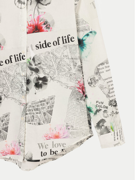 Desigual Desigual Marškiniai Nara 24WWCW20 Écru Regular Fit