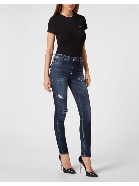 PHILIPP PLEIN PHILIPP PLEIN Jegginsy 1483 Niebieski jasny Jegging Fit