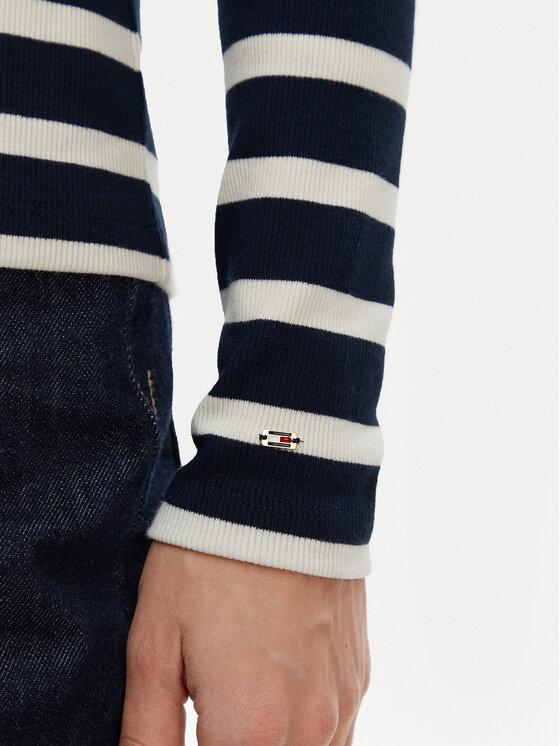 Tommy Hilfiger Tommy Hilfiger Bluzka Henley WW0WW43905 Granatowy Slim Fit