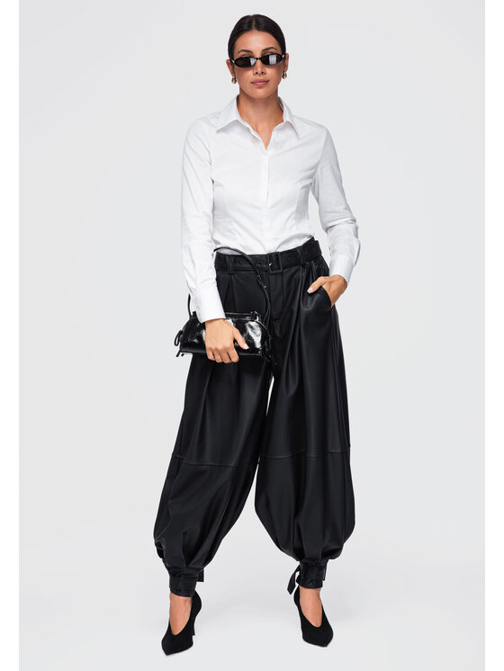 Ombre Ombre Spodnie materiałowe OW-PA-E0022 Czarny Relaxed Fit