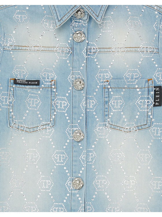 PHILIPP PLEIN PHILIPP PLEIN Koszula jeansowa 28119 Błękitny Basic Fit
