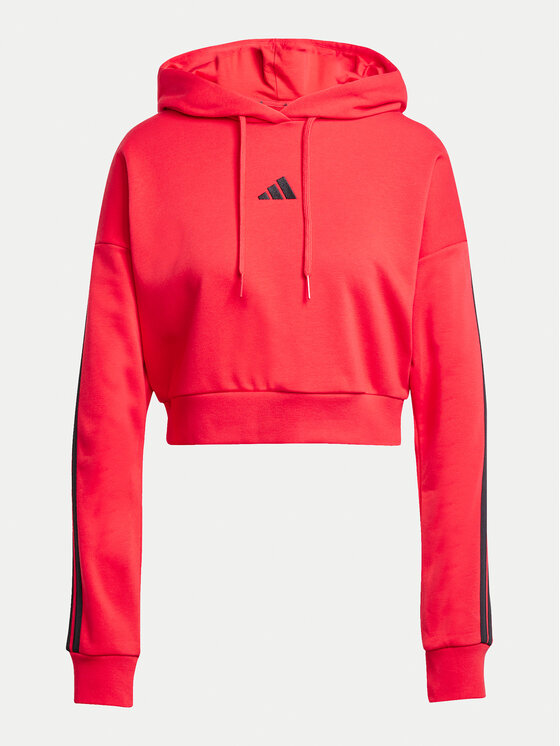 adidas Bluza Essentials 3-Stripes IS6997 Czerwony Regular Fit | Modivo.pl