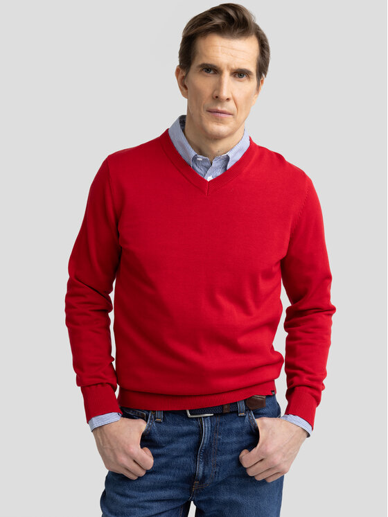 BIG STAR BIG STAR Sweter VASSIC Czerwony Basic Fit