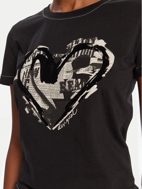 Desigual Desigual T-shirt Letter Core 25WWTK04 Crna Regular Fit