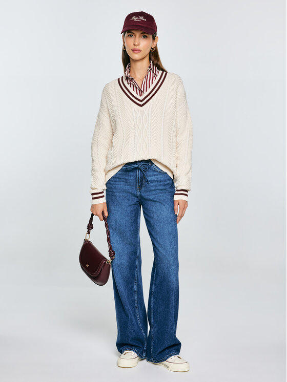 BIG STAR BIG STAR Sweter CYNTYLIA Kremowy Comfort Fit