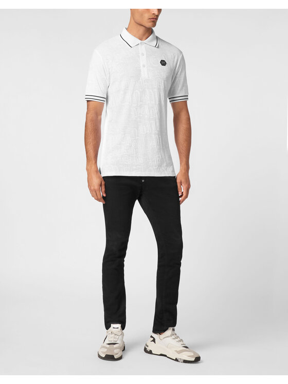 PHILIPP PLEIN PHILIPP PLEIN Polo 19465 Biały Slim Fit