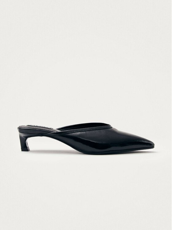 Podpiętki skórzane, rozmiar 39, Czarne, Tessa Onix Black Leather Mules