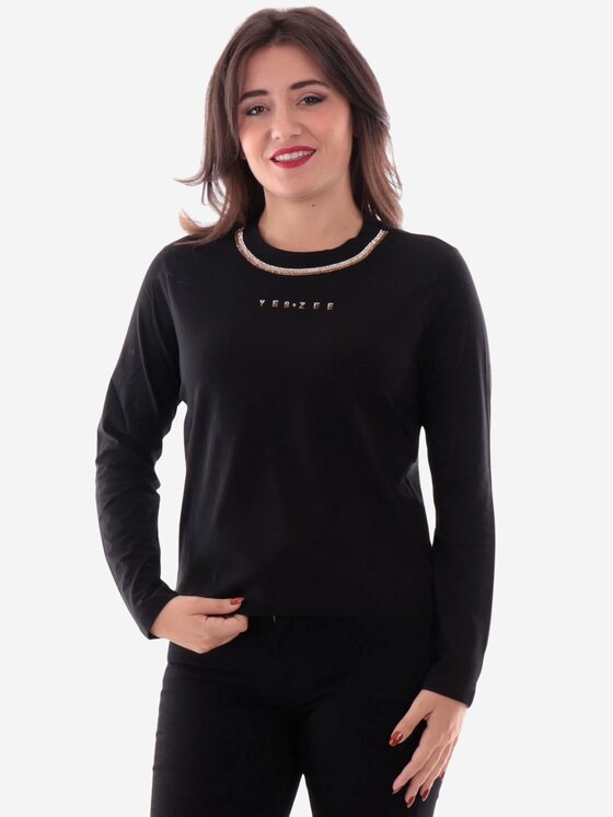 Yes Zee Yes Zee Maglione Maglia donna Nero Regular Fit