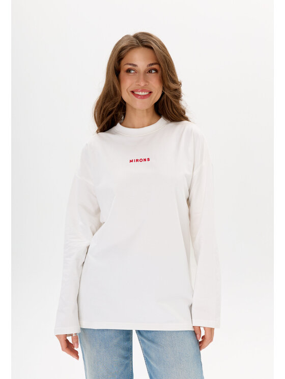 Mirons Mirons Longsleeve Print Biały Oversize
