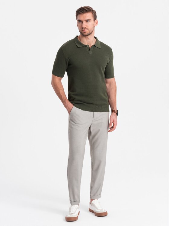 Ombre Ombre Kalhoty z materiálu OM-PACP-0157 Šedá Chino Fit
