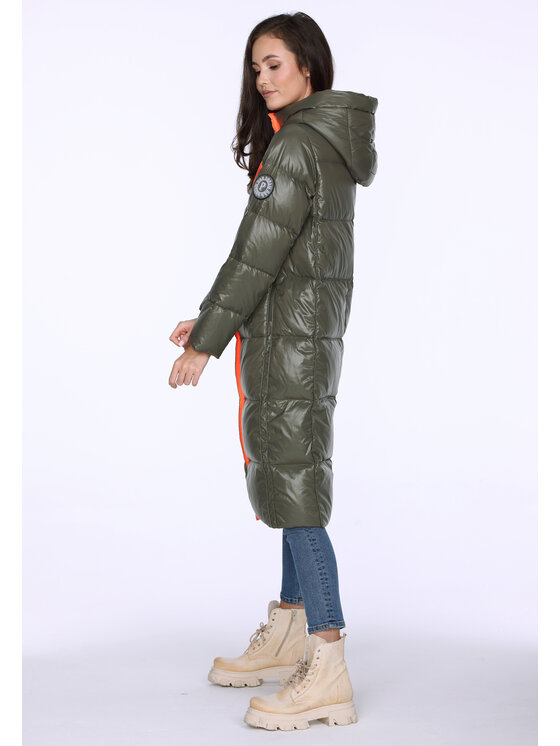 Perso Perso Płaszcz zimowy puchowy z szelkami Khaki Regular Fit