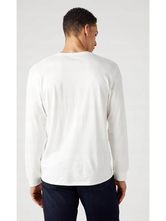 Wrangler Wrangler Longsleeve Long Sleeve Americana Tee Biały Regular Fit