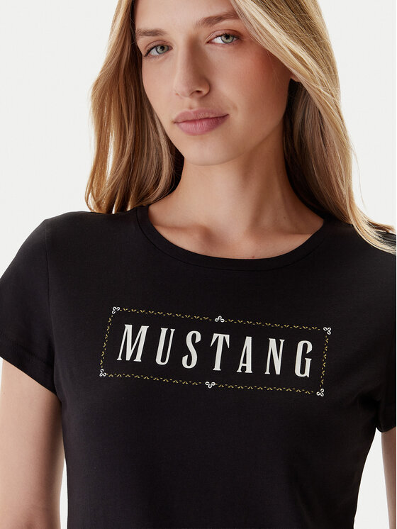 Mustang Mustang T-krekls Loa 1016754 Melns Slim Fit