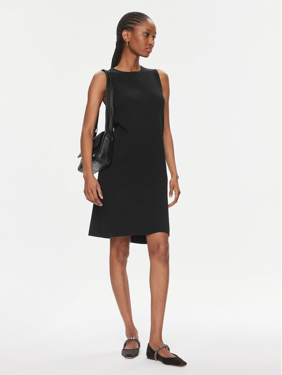 Calvin Klein Calvin Klein Úpletové šaty Extra Fine Wool Shift Dress K20K206899 Černá Regular Fit