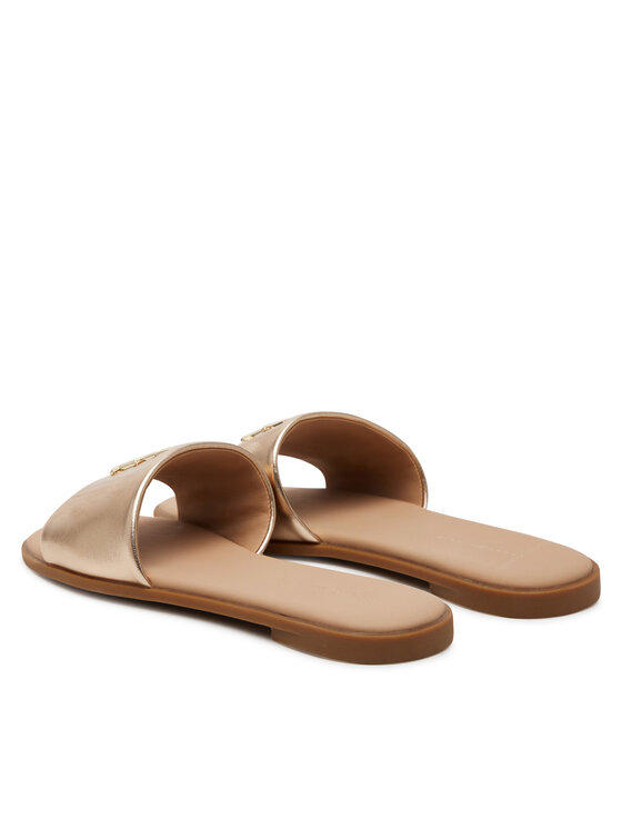 Tommy Hilfiger Tommy Hilfiger Natikače Th Logo Hw Metallic Leather Mule FW0FW08807 Zlatna
