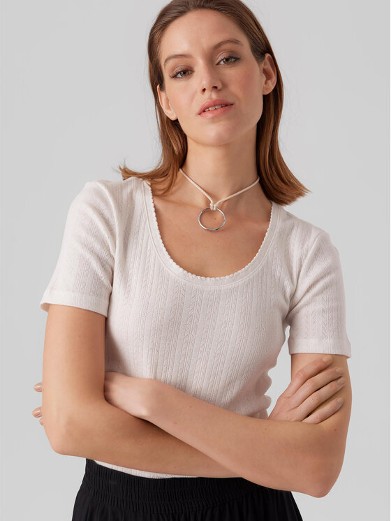 Vero Moda Vero Moda T-Shirt Casja 10286071 Biały Regular Fit