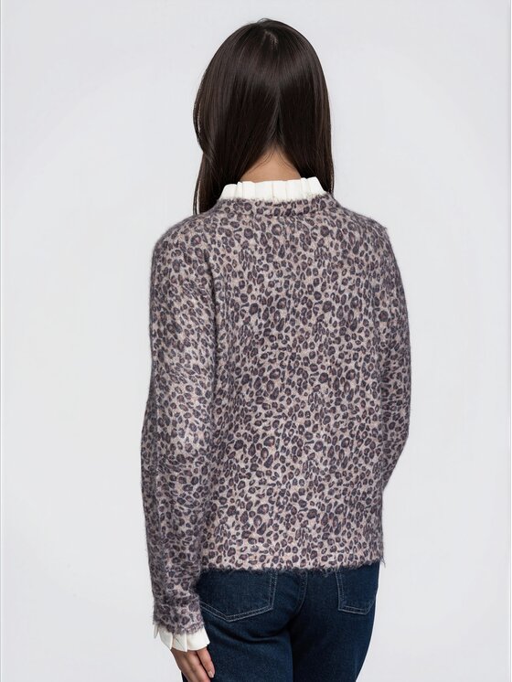 Ombre Ombre Sweter OW-SW-E0067 Beżowy Relaxed Fit
