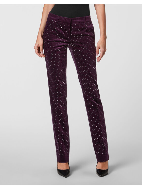 PHILIPP PLEIN PHILIPP PLEIN Bavlnené nohavice 2943 Fialová Flare Fit