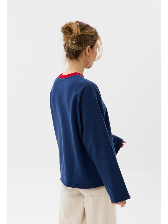 Mirons Mirons Longsleeve Print Granatowy Regular Fit
