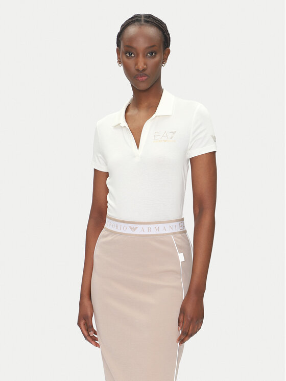 EA7 Emporio Armani Damskie Polo, rozmiar L, Białe, 7W000266 AF12500 U0005