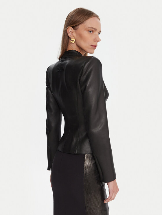 Elisabetta Franchi Elisabetta Franchi Tehisnahast jope GI-187-57E2-V680 Must Slim Fit