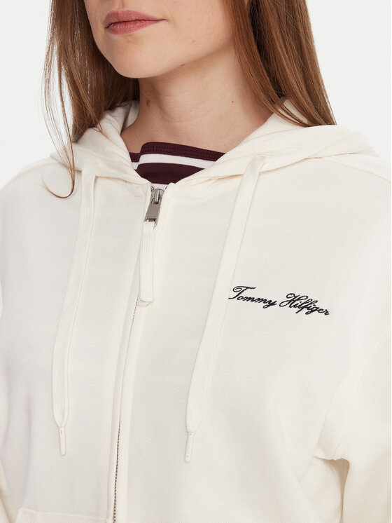 Tommy Hilfiger Tommy Hilfiger Majica dugih rukava Script WW0WW45742 Écru Regular Fit