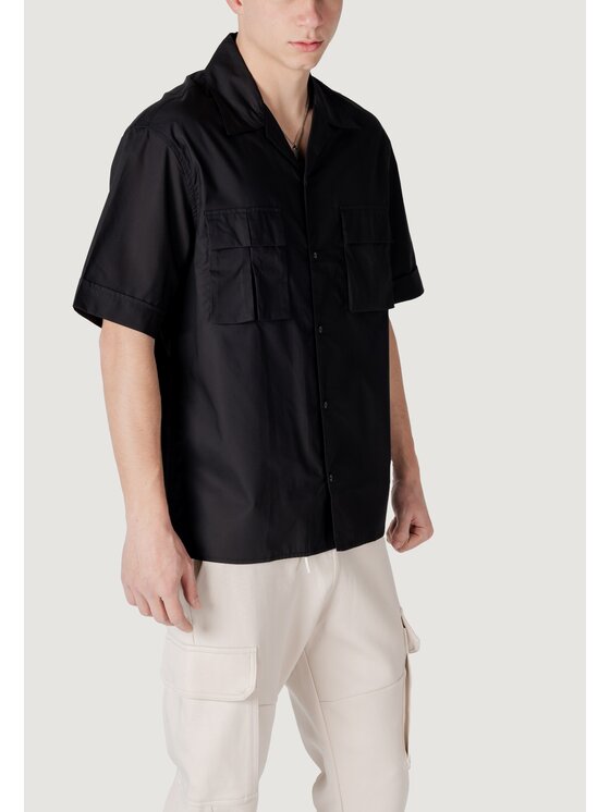 Antony Morato Antony Morato Camicia GRANADA RELAXED FIT WITH LOGOED METAL BADGE Nero Relaxed Fit