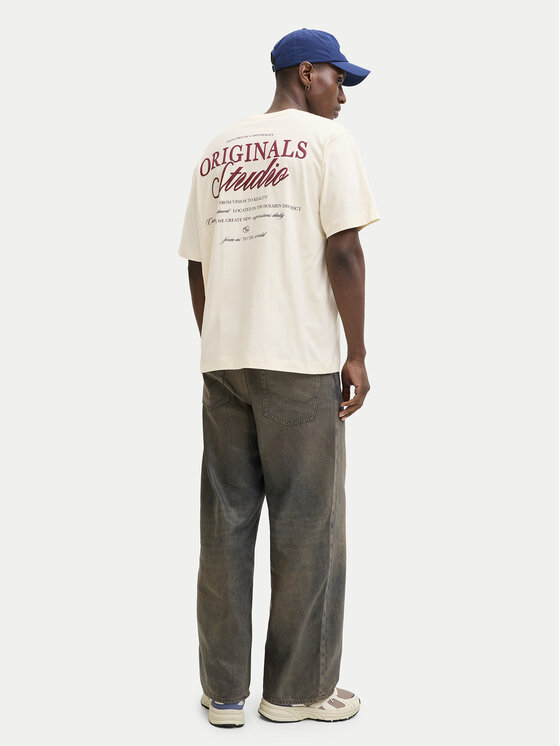 Jack & Jones Jack & Jones Tricou Norrebro Typo 12282898 Écru Regular Fit