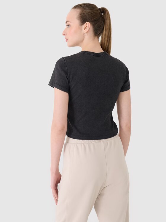 4F 4F Tričko 4FRSS25TTSHF2696-20S Čierna Slim Fit