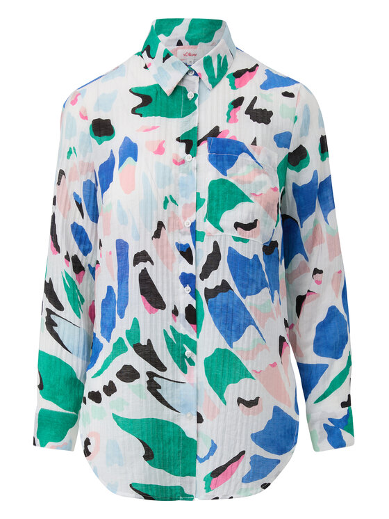 s.Oliver s.Oliver Риза 2128371 Бял Regular Fit