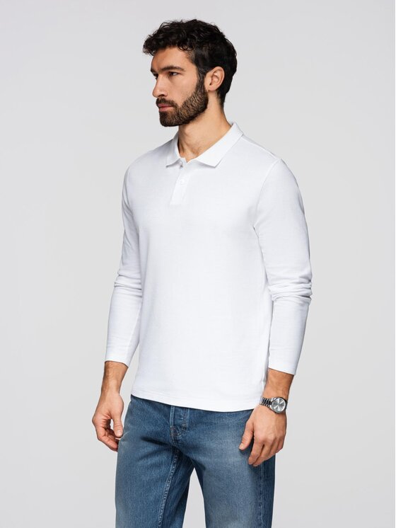 Ombre Ombre Longsleeve OM-POBL-0162 Biały Regular Fit