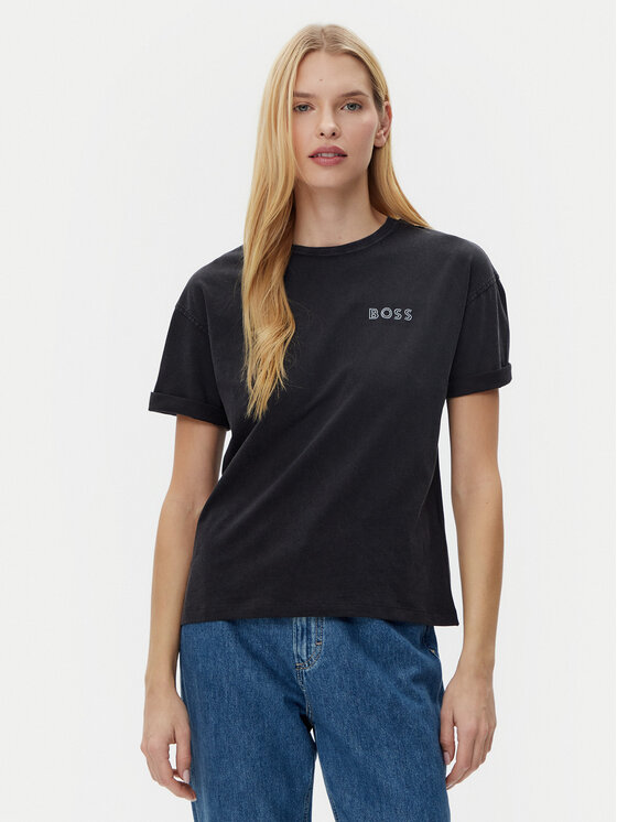 Damski T-Shirt BOSS, Rozmiar XL, Czarny, C/Evi/10 50535106
