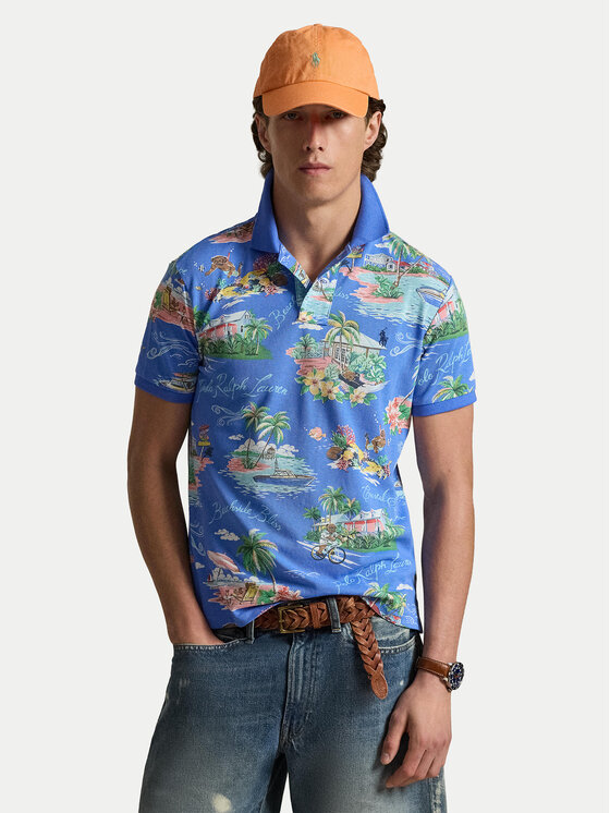 Polo Ralph Lauren Polo Ralph Lauren Polo marškinėliai 710B14509001 Mėlyna Slim Fit