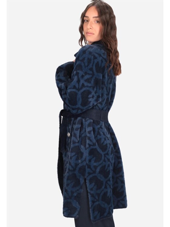 PINKO PINKO Pelliccia Zante similpelliccia jacquard logo Blu Comfort Fit
